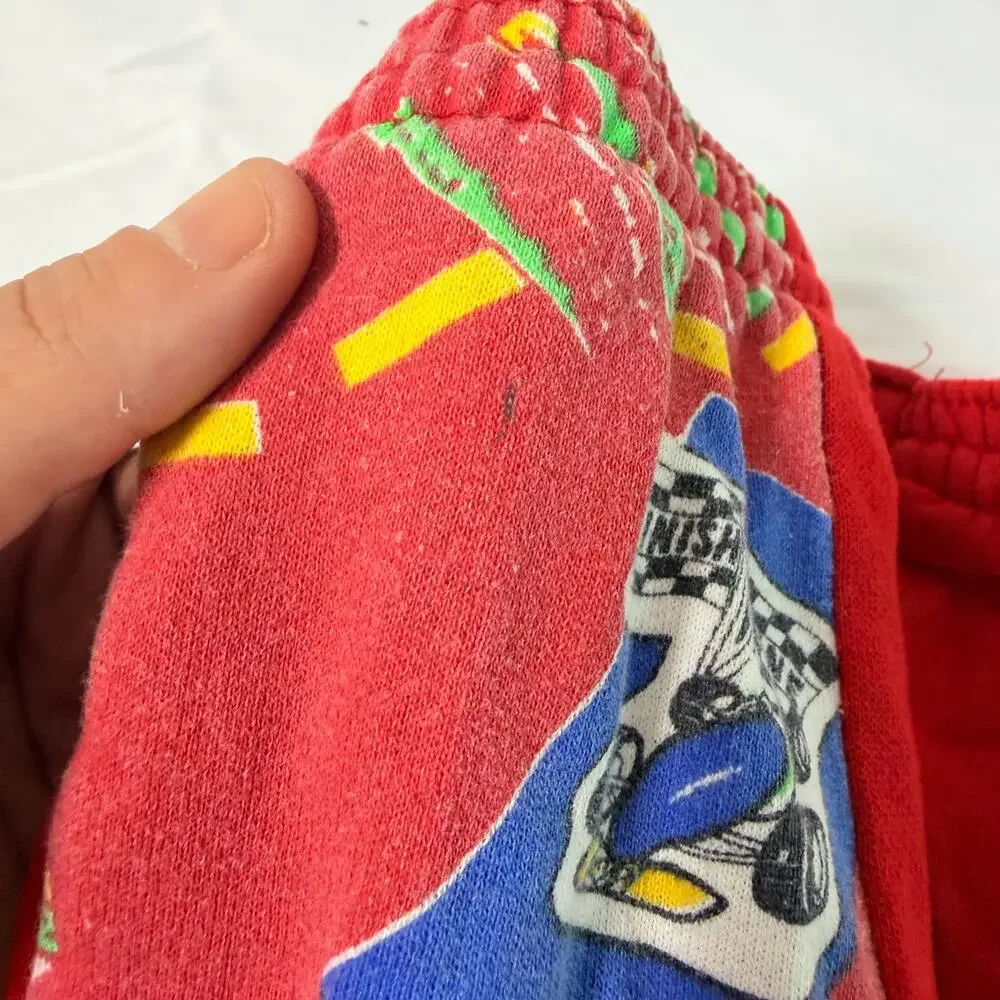 Vintage 90s Red Race Car Print Sweatpants Sz 4